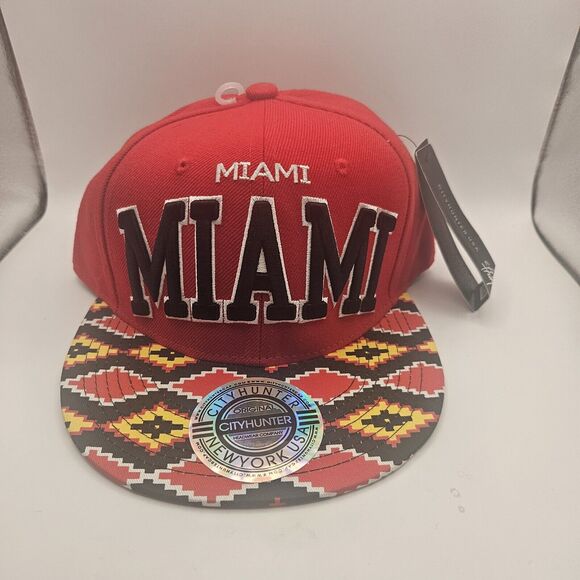 MIAMI Hat Cap Snapback Retro Hip Style Aztec Pattern Flat Brim Peak Baseball - Picture 1 of 13